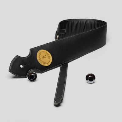 Black Leather Guitar Strap