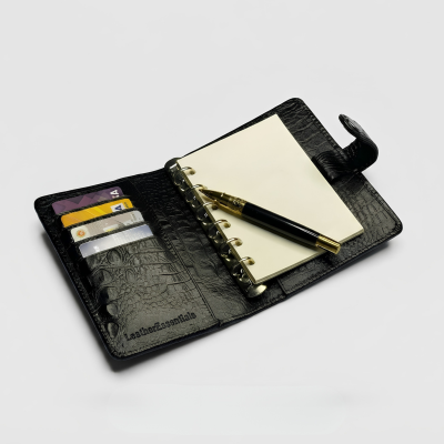 Croc-Embossed Leather Notebook