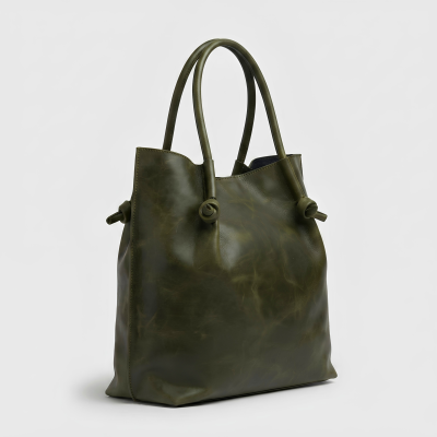 Olive Knotted Tote Bag